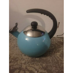 Farberware Luna Whistling Stovetop Tea Kettle Aqua Teal Turquoise Blue